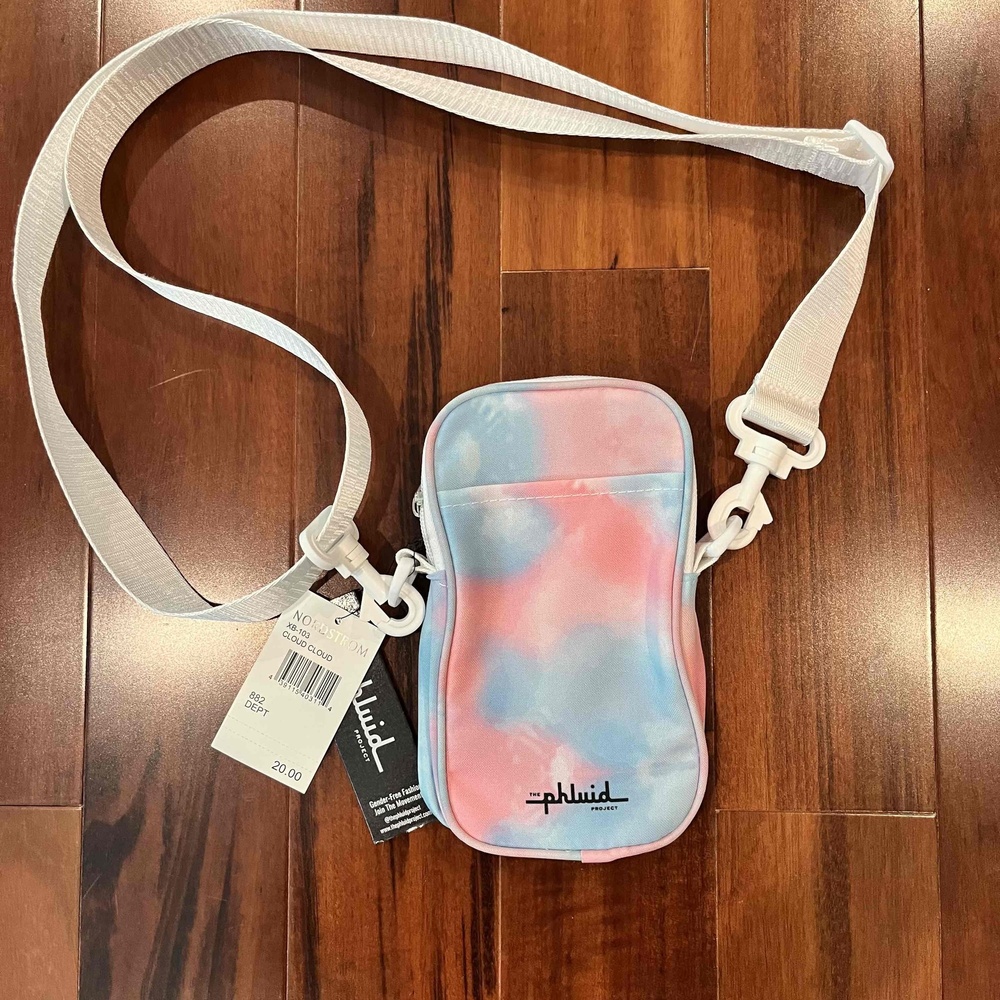 Phluid Unisex Crossbody Bag Cloud Pink Blue Tie Dye Purse New NWT Sz Small - Picture 1 of 7